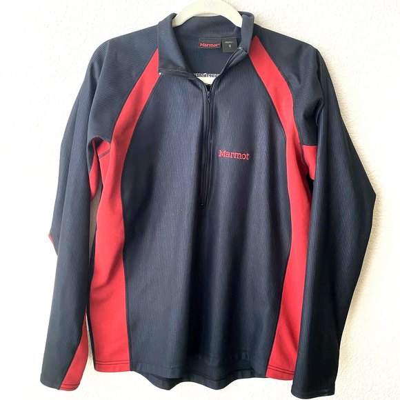 Marmot Windstopper N25 1/2 Zip Black Red Womens Jacket M G4 - Picture 1 of 9